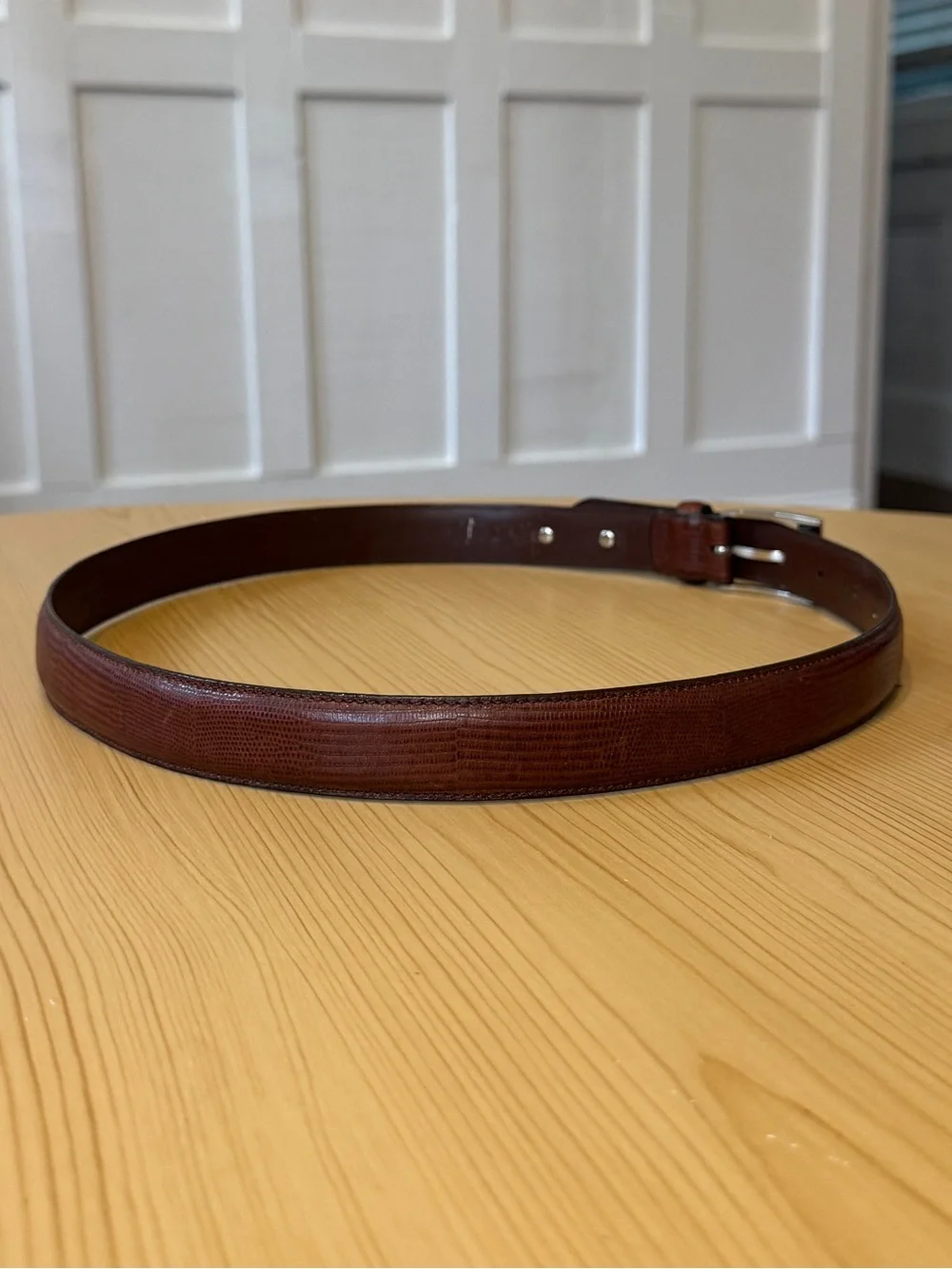 Vintage Ralph Lauren Lizard Embossed Leather Belt Silver Buckle M 30